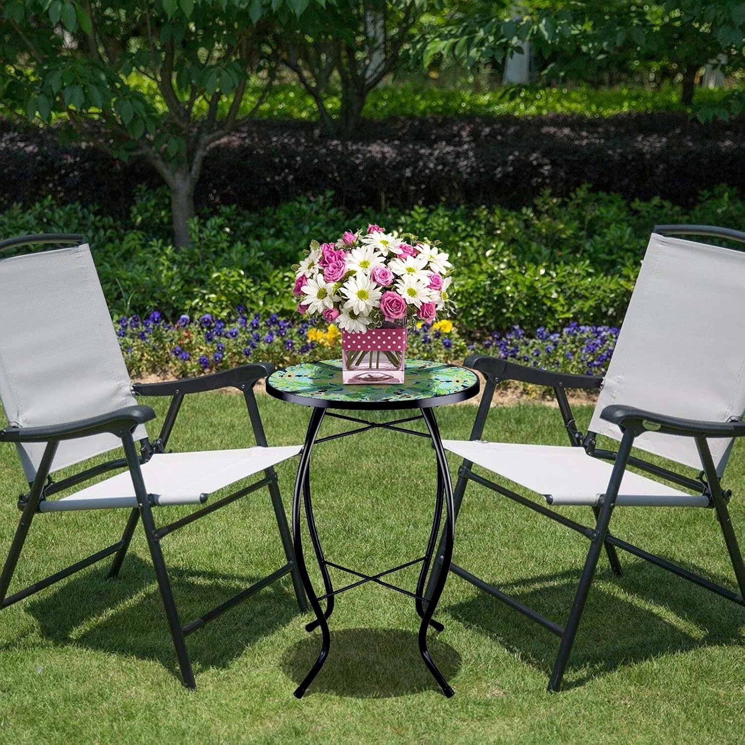Versatile 14-Inch Round Table for Plants, Drinks, or Indoor Decoration