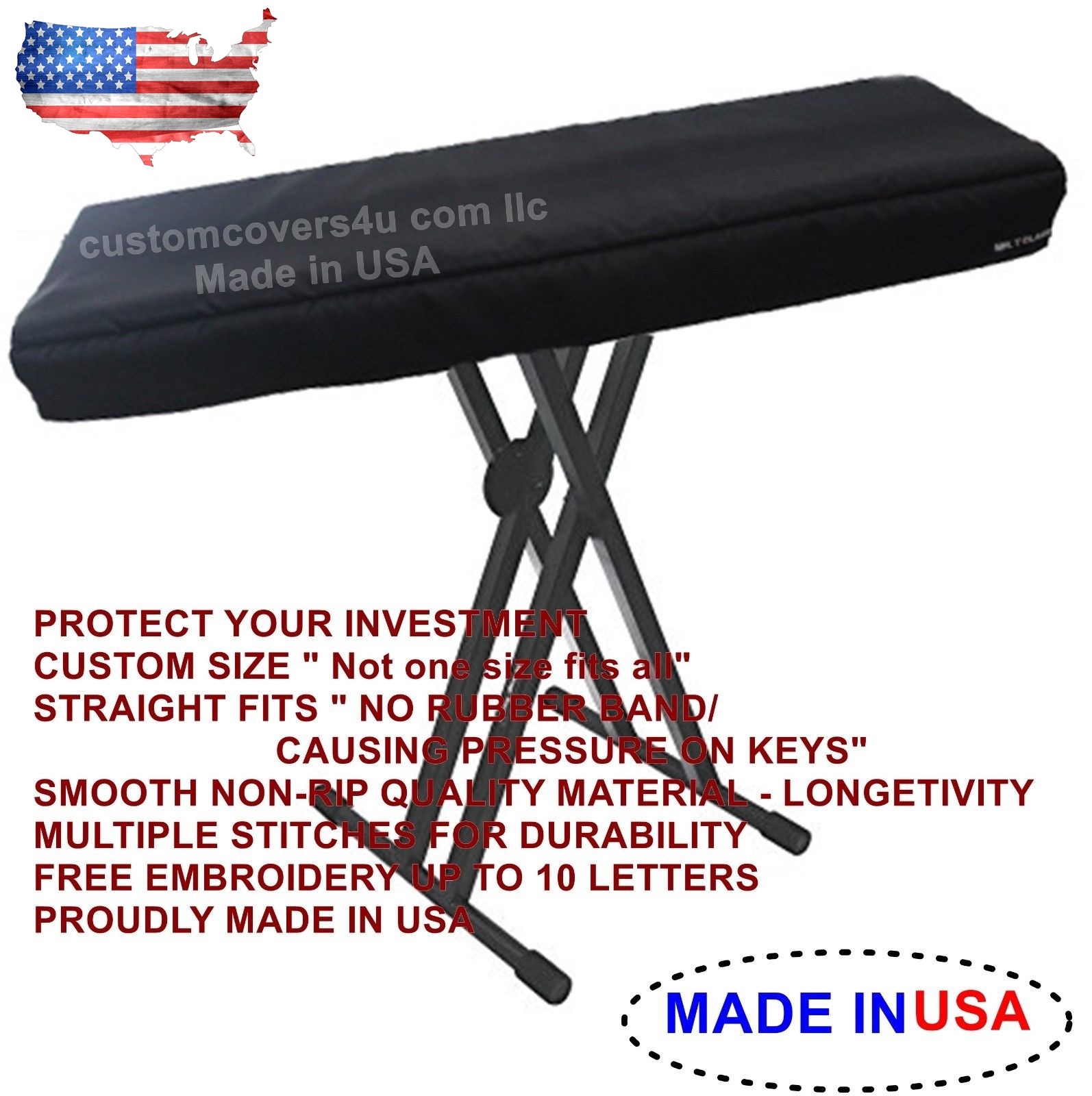 E-mu Emulator II DIGITAL PIANO KEYBOARD CUSTOM FIT DUST COVER + EMBROIDE