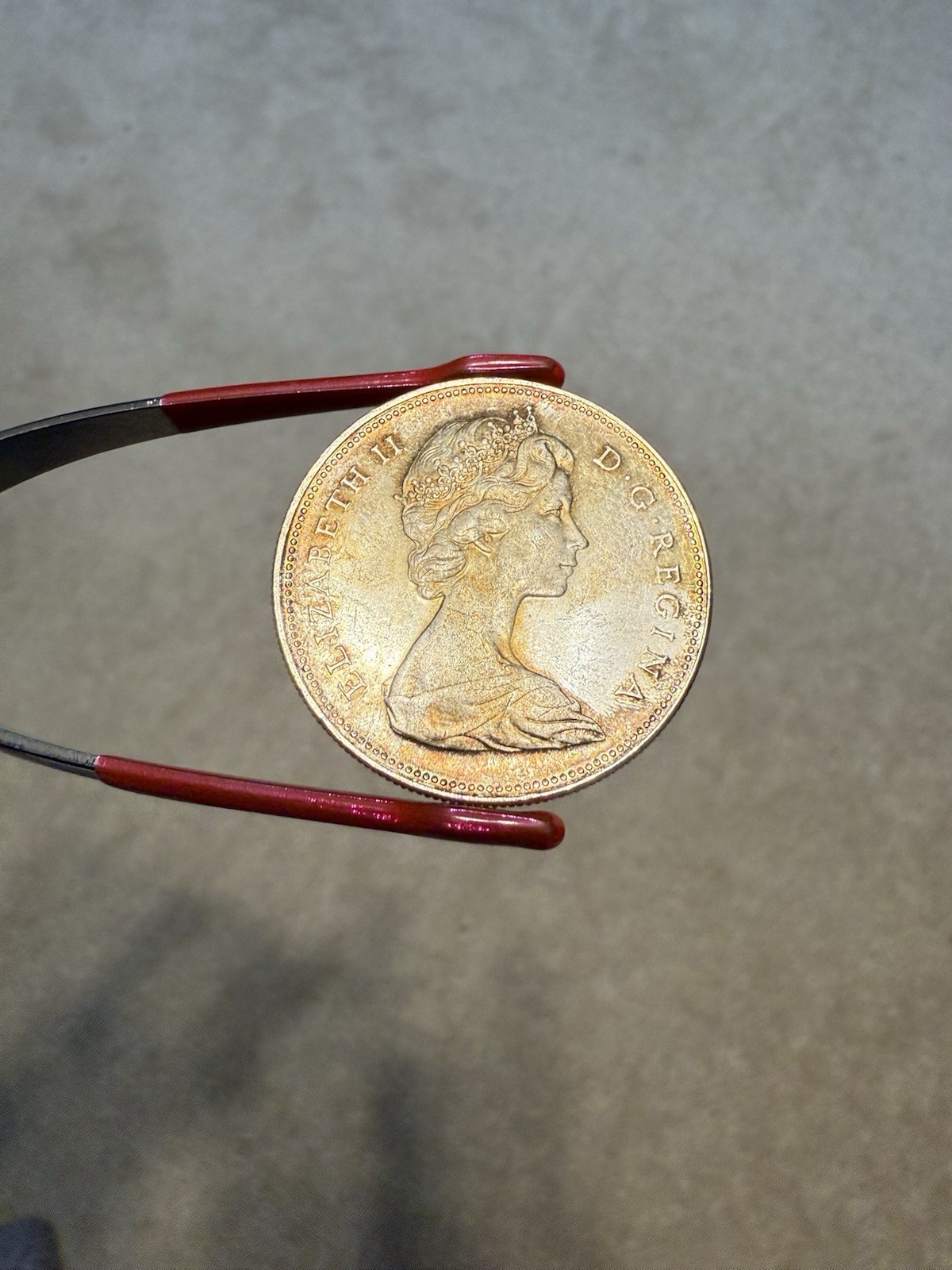 1965 Canada $1 Silver Dollar Coin Large Beads - Toned Gem