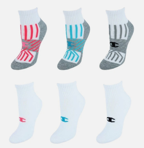 NEW Champion Performance Women’s 6 Pack Ankle Double Dry Socks Shoe Size 5-9