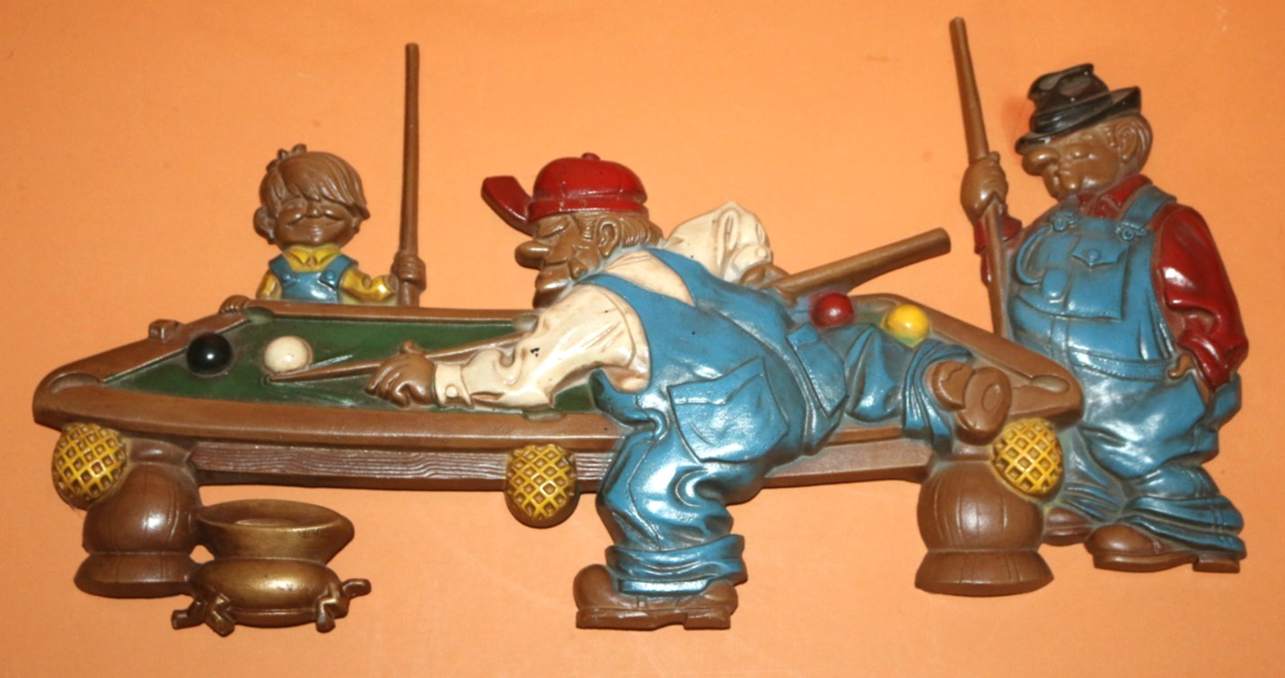 Vintage 1971 Sexton #792 Pool Players Wall Hanger cast Aluminum