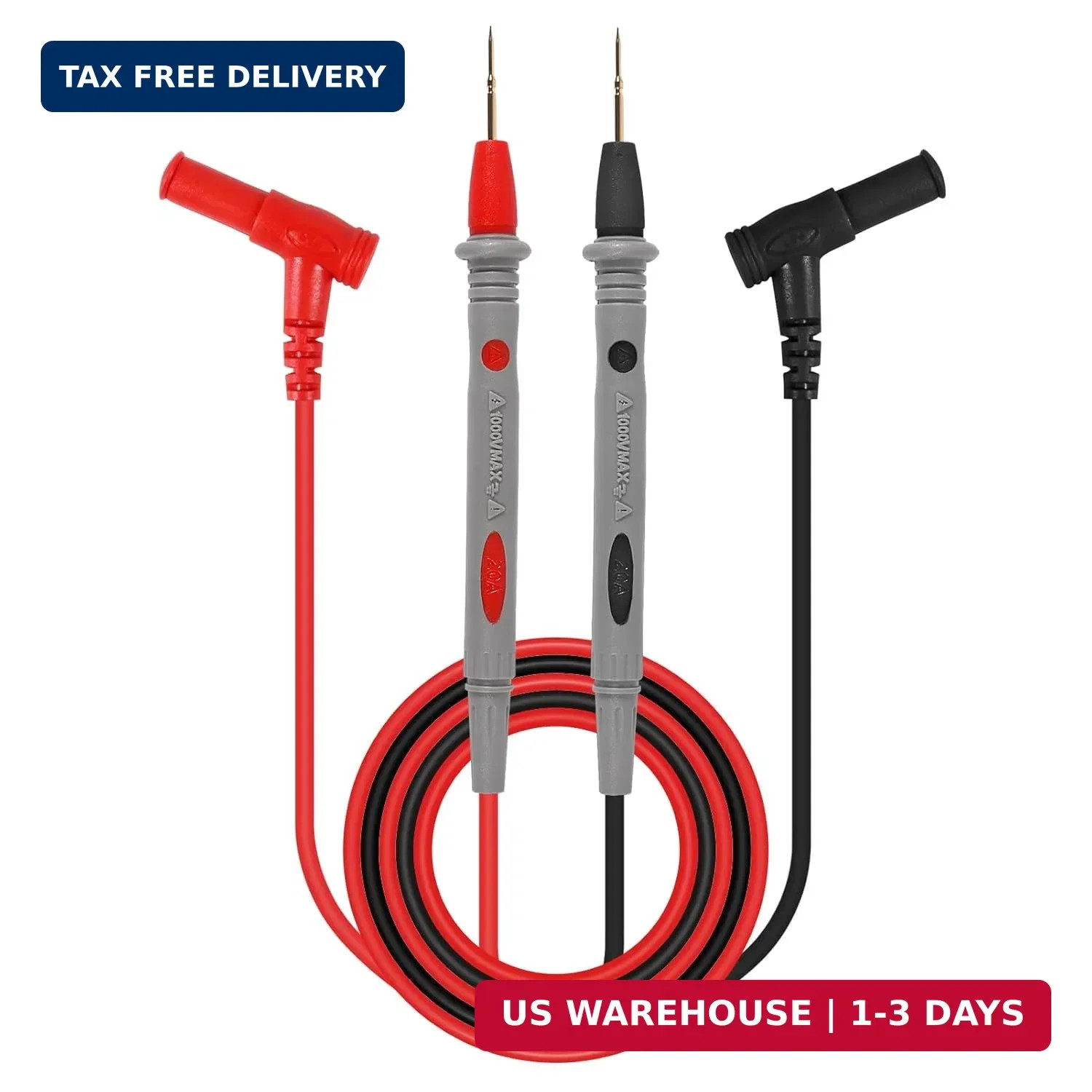Test Leads 1000V 20A Ultra-Sharp Gold-Plated Test Probe Lead for Multimet
