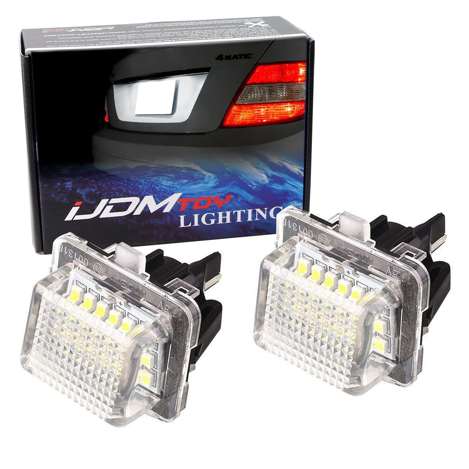 White Error Free LED License Plate Lights For Mercedes Pre-LCI W204 W212 W221