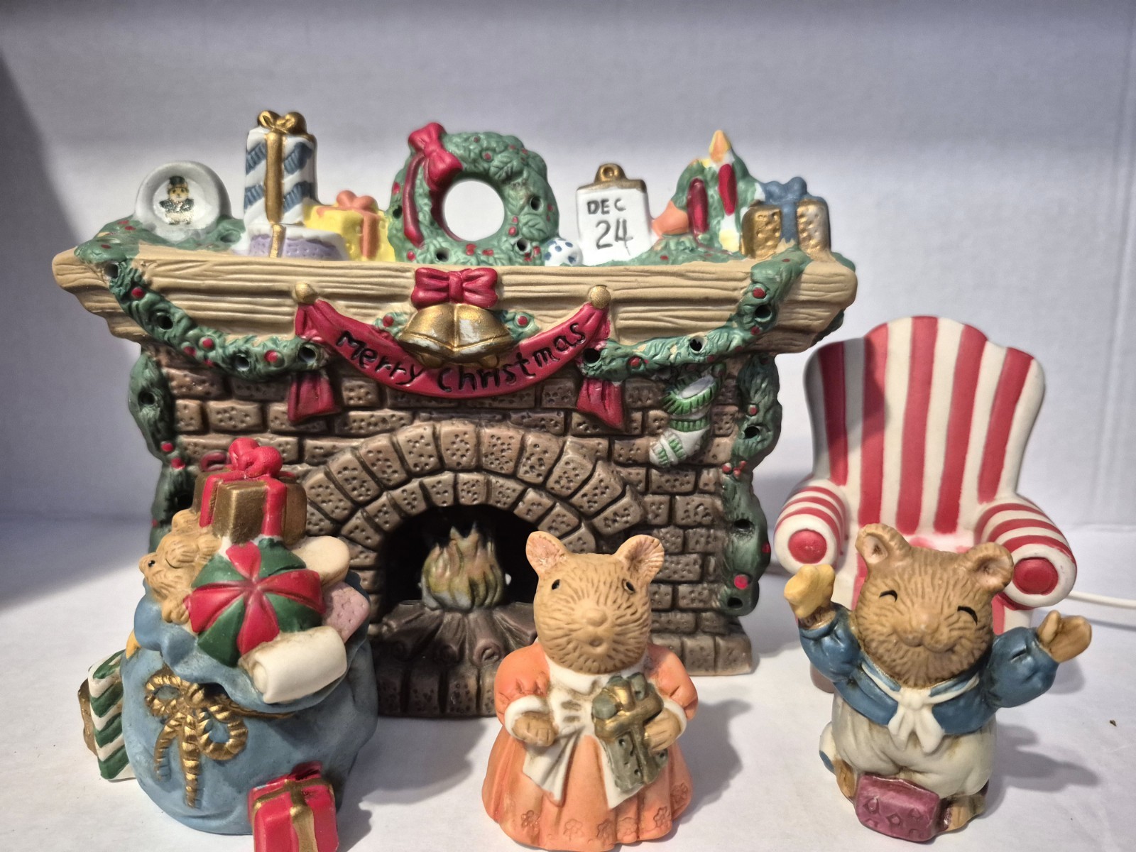Working With Box Vintage 5 Piece Fireplace Nightlight Set