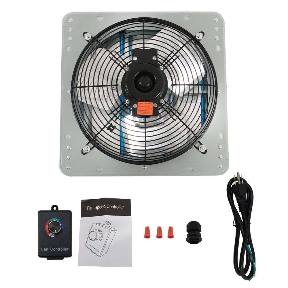 12" Exhaust Fan Ventilation Extractor Wall-Mounted Square Blower W/Controlle