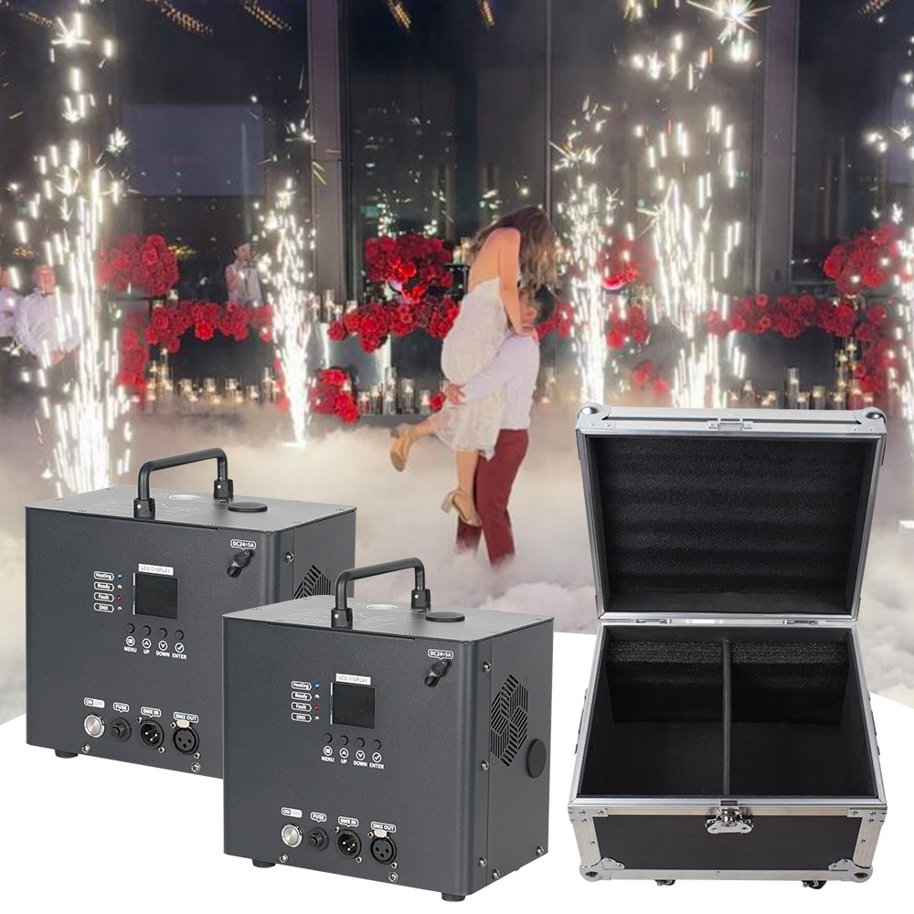 2pcs 350W Battery Cold Spark Machine Fireworks DMX512 with Flight Case