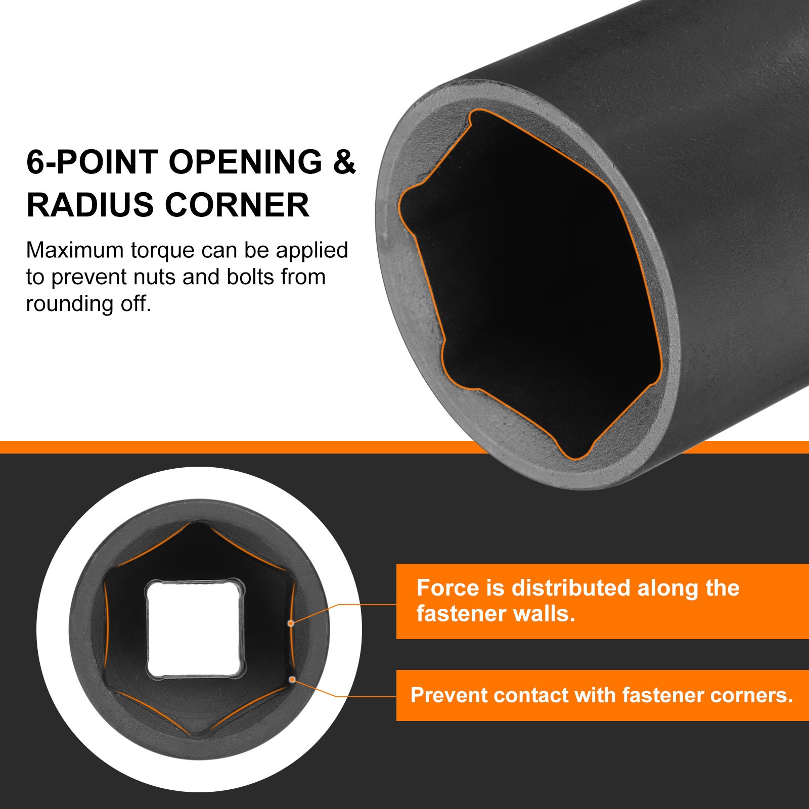 2pcs 6 Point Impact Socket 5/8" Socket 1/2" Square Drive 1.5" Long 40CRMO,