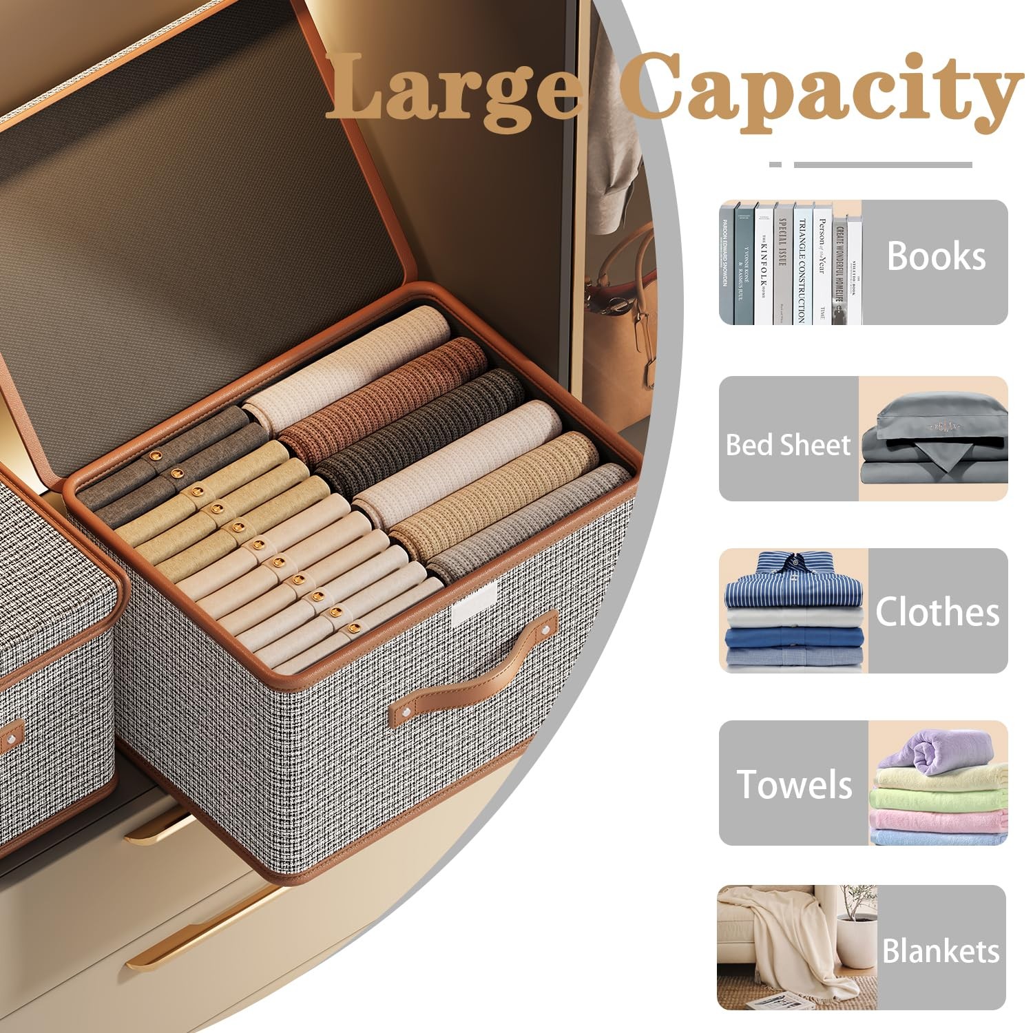 Large Fabric Storage Bins With Lids Closet Organizer Light Grey 2 Pack Kit