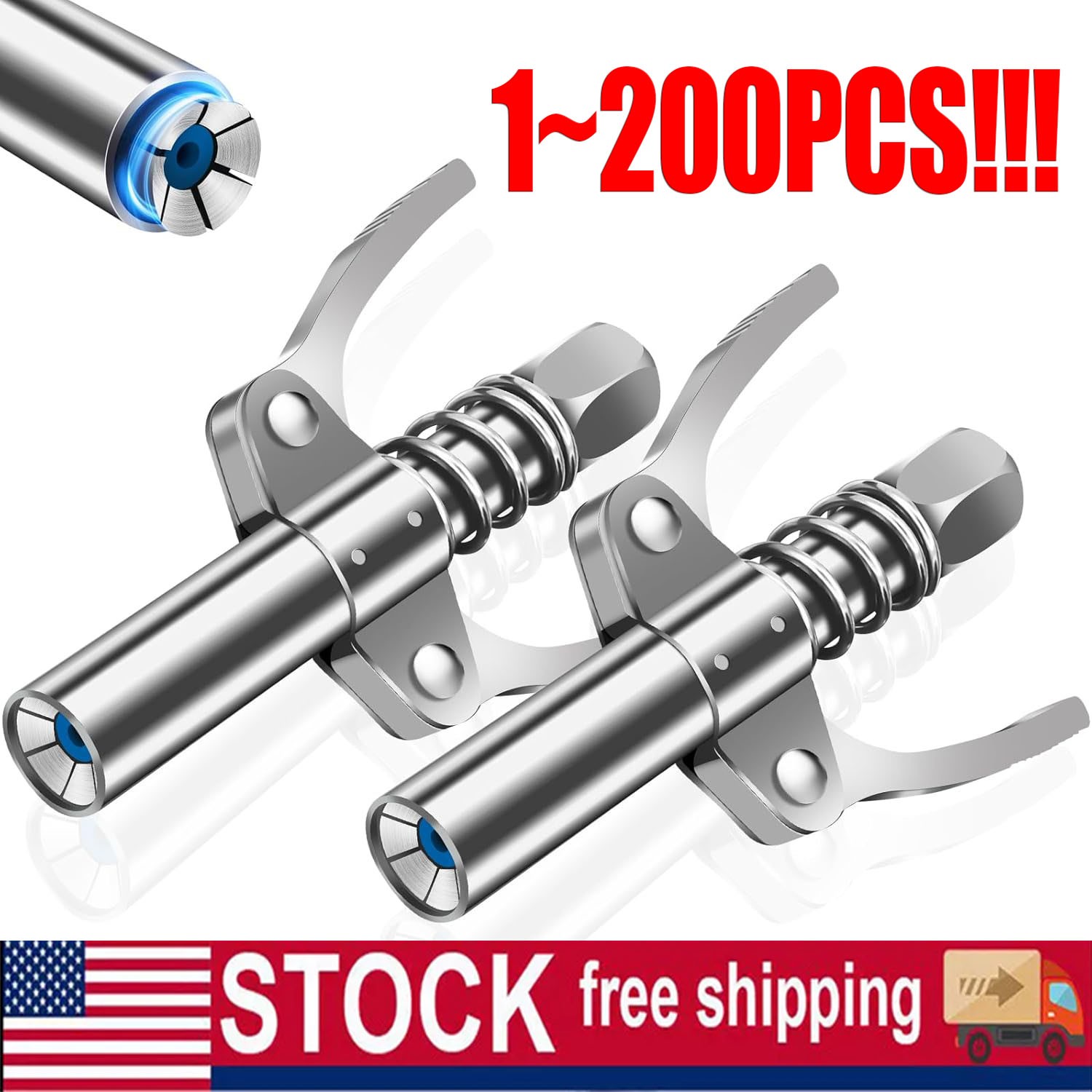 Grease Gun Coupler Double Handle High Pressure Quick Release Lock Oil Nozzles