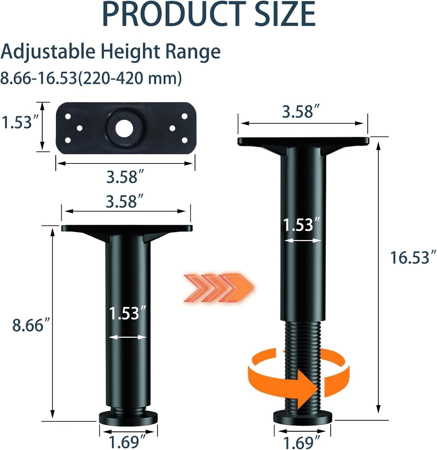 4PCS Adjustable Bed Frame Support Legs Heavy Duty Furniture Slat Center Support