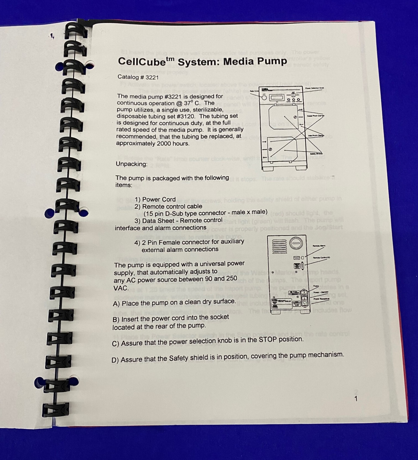 CORNING COSTAR CELLCUBE™ CAT. NO. 3221 MEDIA PUMP MANUAL