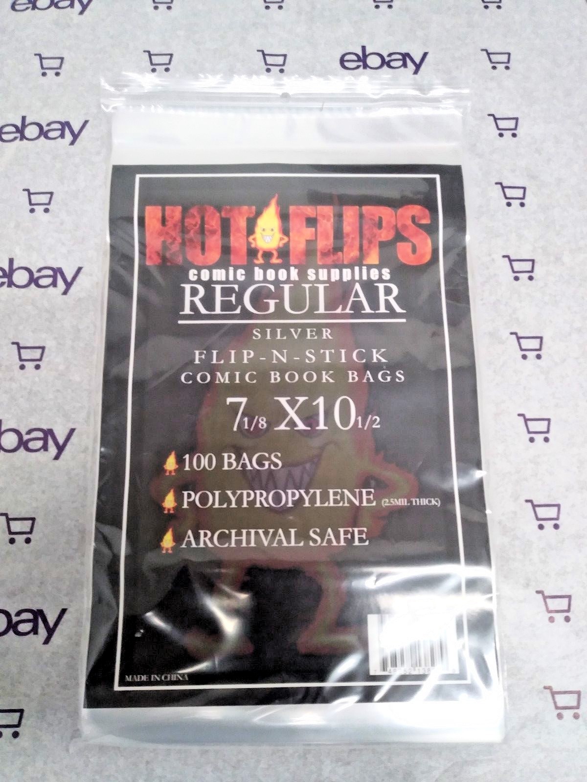 100 Regular Hot Flips Silver Flip n Stick Comic Book Poly Bags Free Shipping