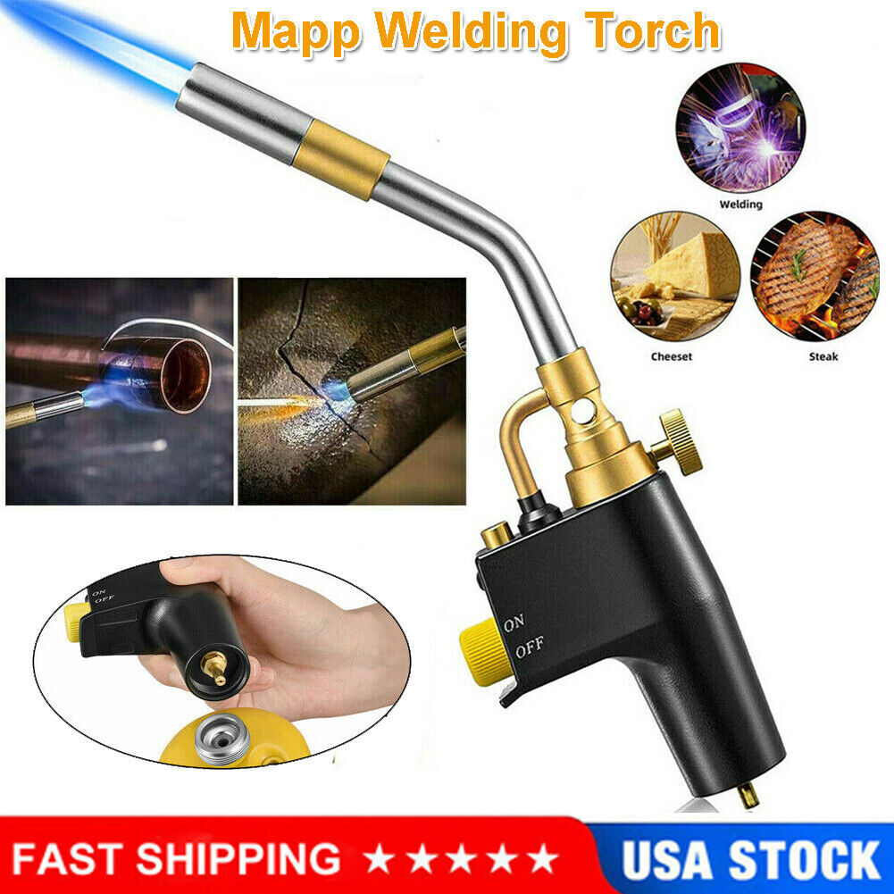 High Intensity Mapp Propane Gas Torch Brass Head Trigger Start Welding Torch Kit
