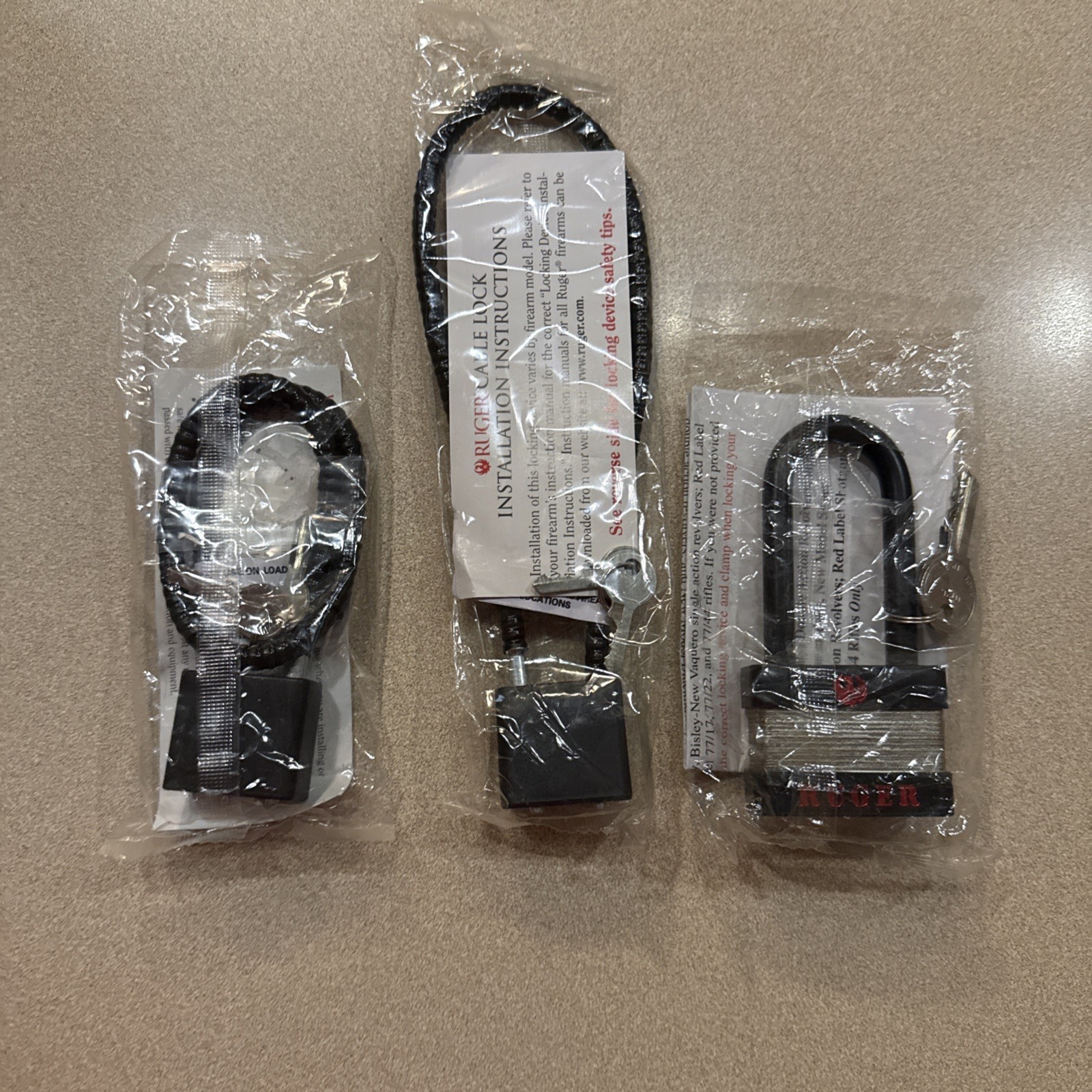 3 Ruger Gun Rifle/Pistol Keyed Padlocks New In Package