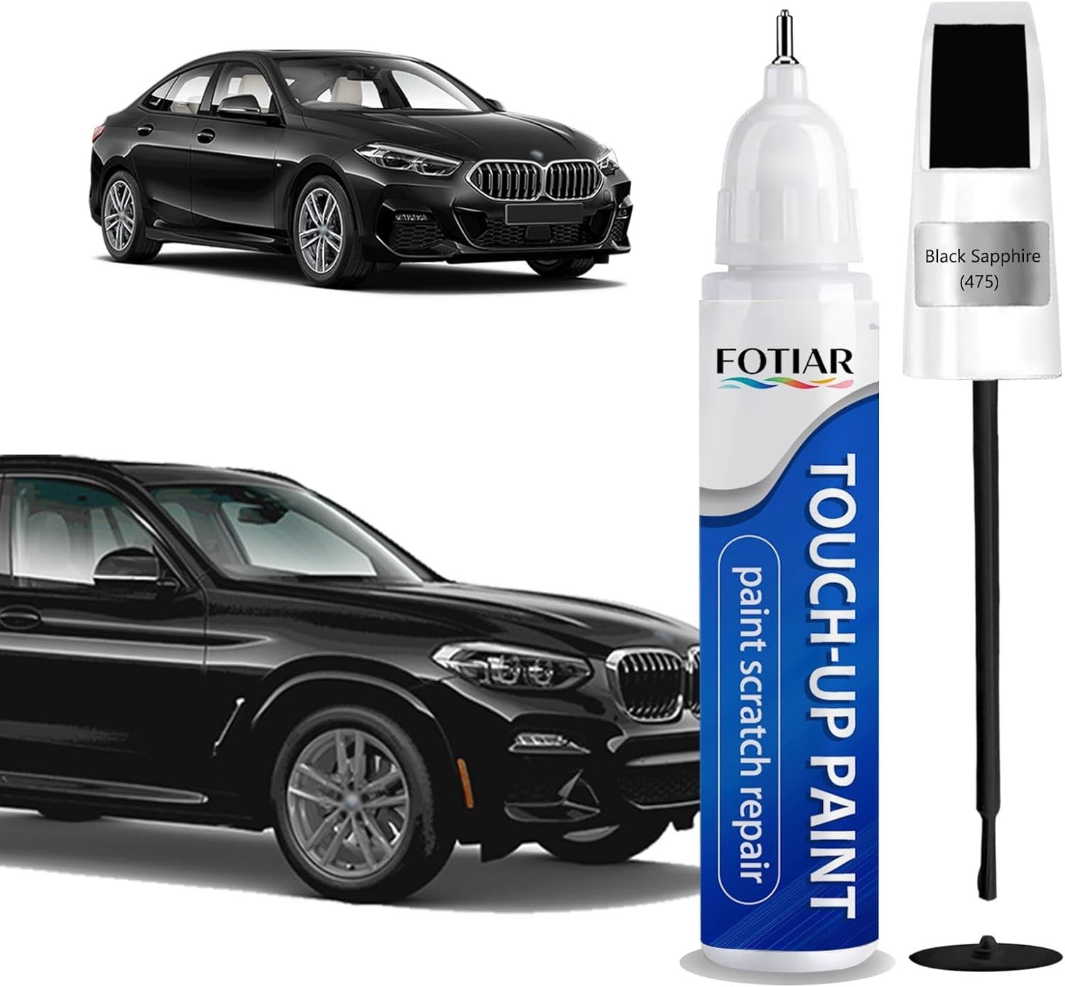Black Sapphire 475 Touch up Paint for BMW-Exact Match Scratch Repair Kit 2-In-1