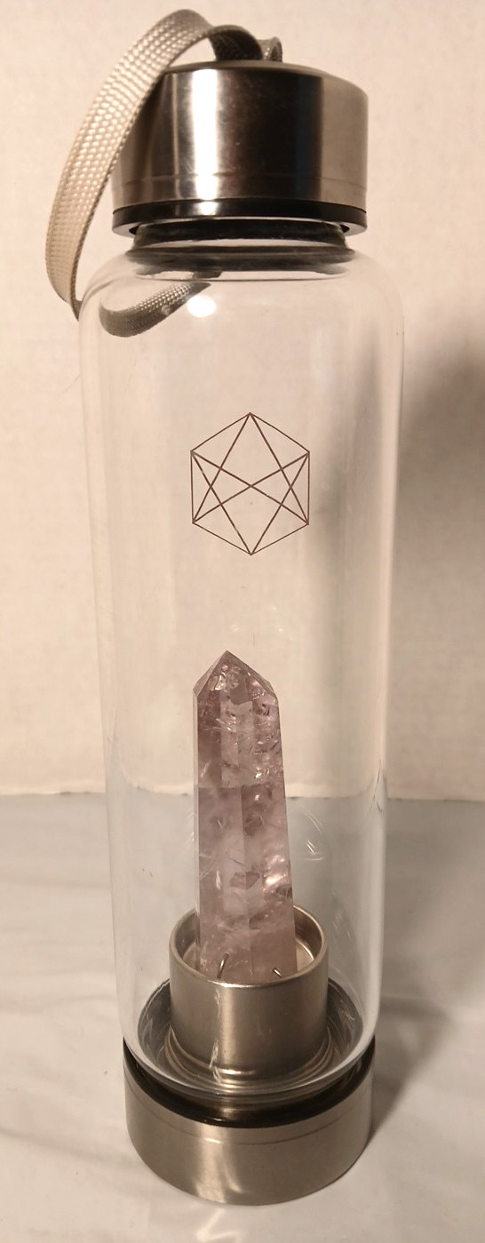 Glacce Purple Amethyst Crystal Elixir Glass Water Bottle