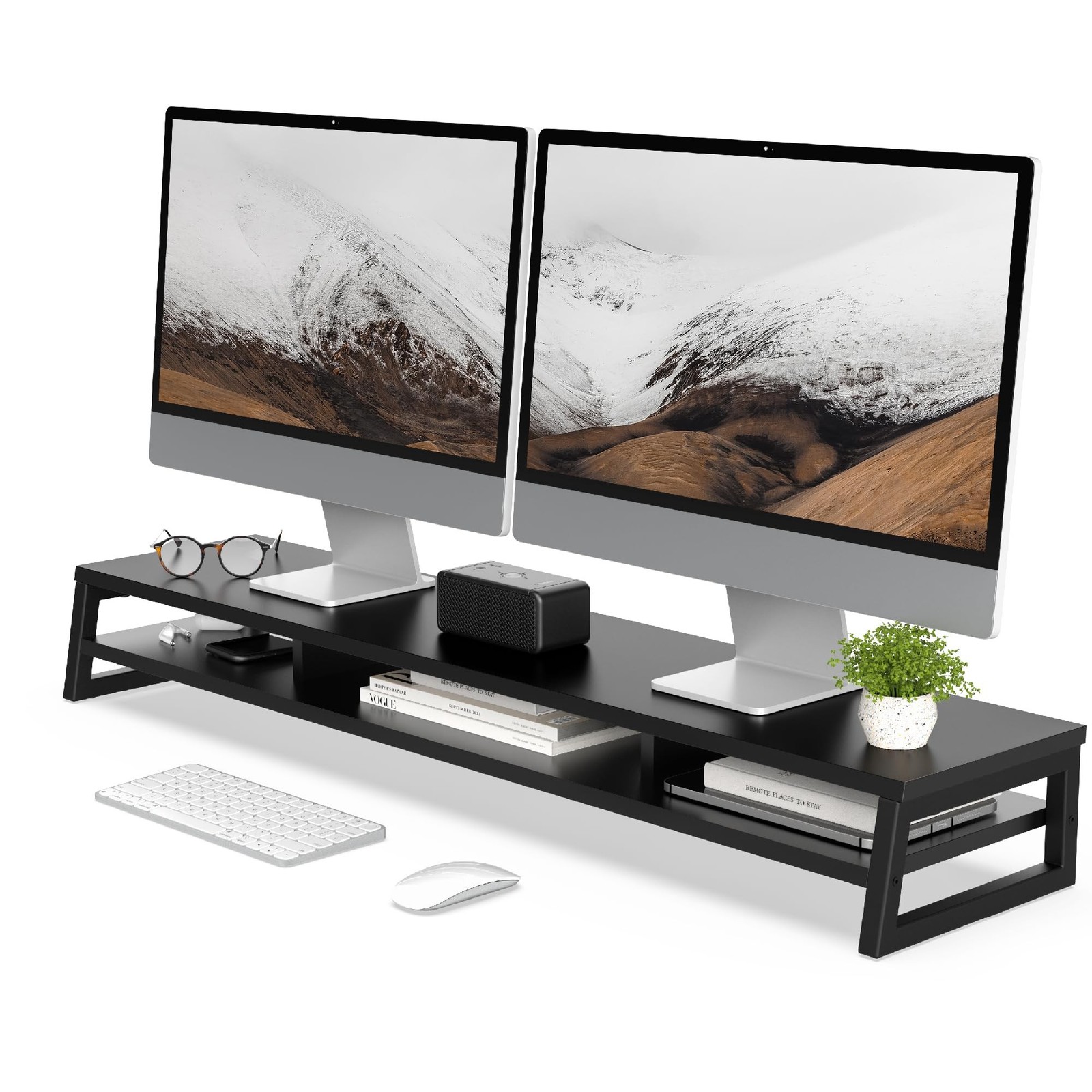 Fenge Dual Monitor Stand for Desk, 42.5in Large Monitor Riser for 2 Monitors,...