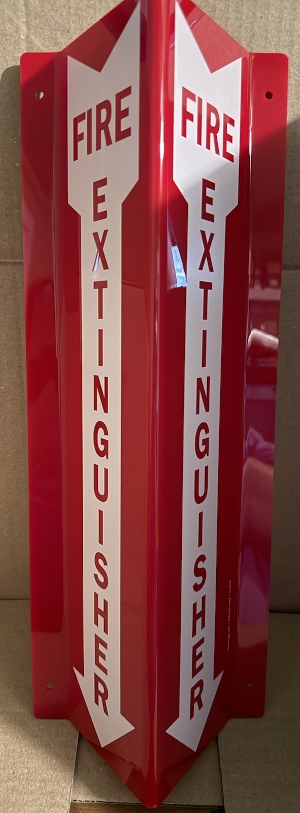 Fire Extinguisher Projecting Sign 18"x4" Red Acrylic Down Arrow