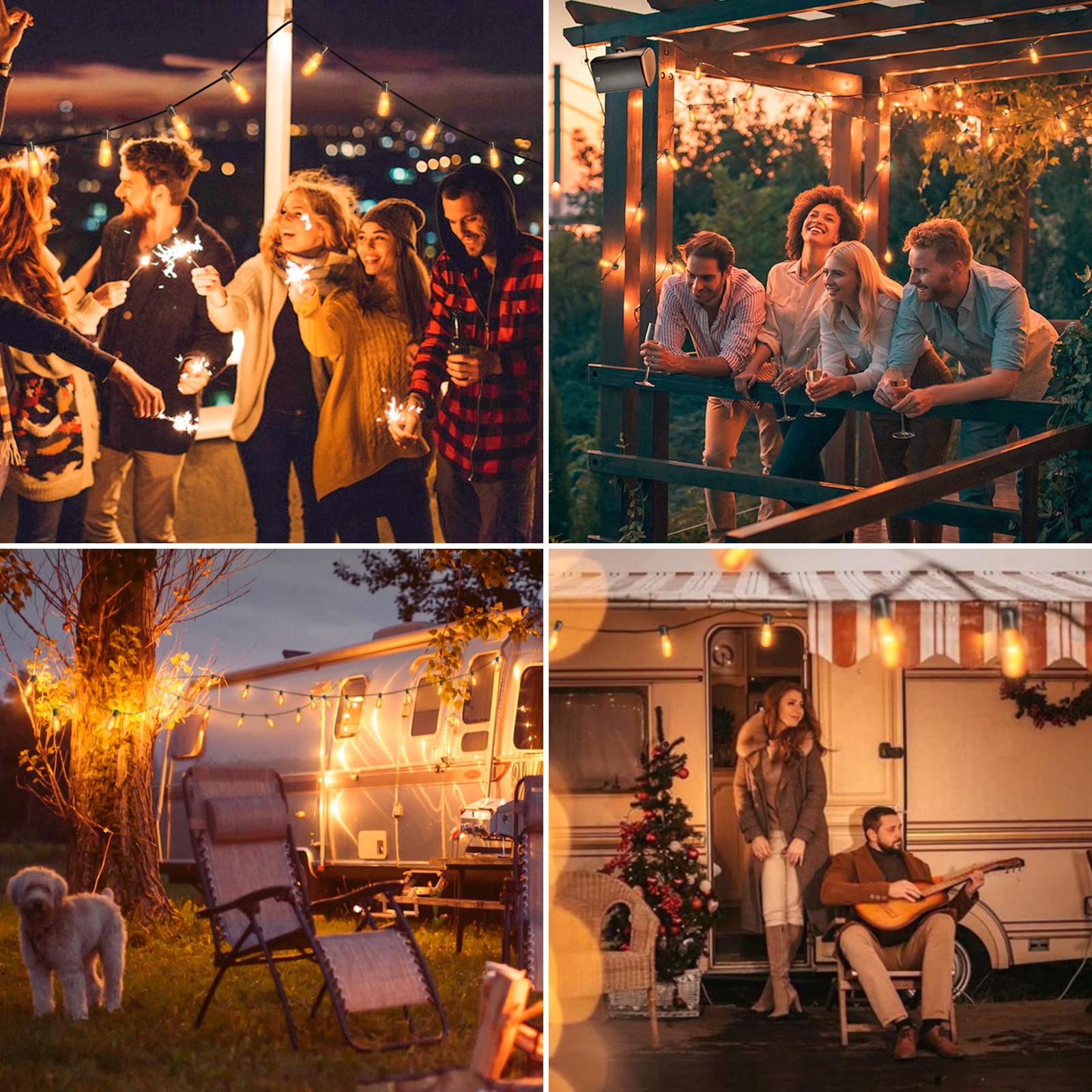 Flickering Flame String Lights,22Ft 20LED Lights for Outside,Plug in Garden L...