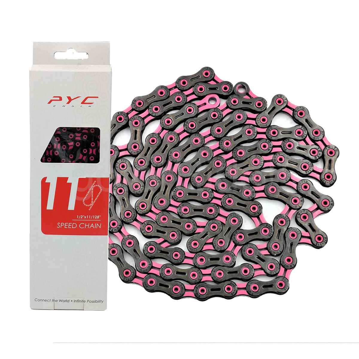 PYC DLC 11 Cycle Bike Chains for 11-Speed Shimano/Sram use Black+Pink