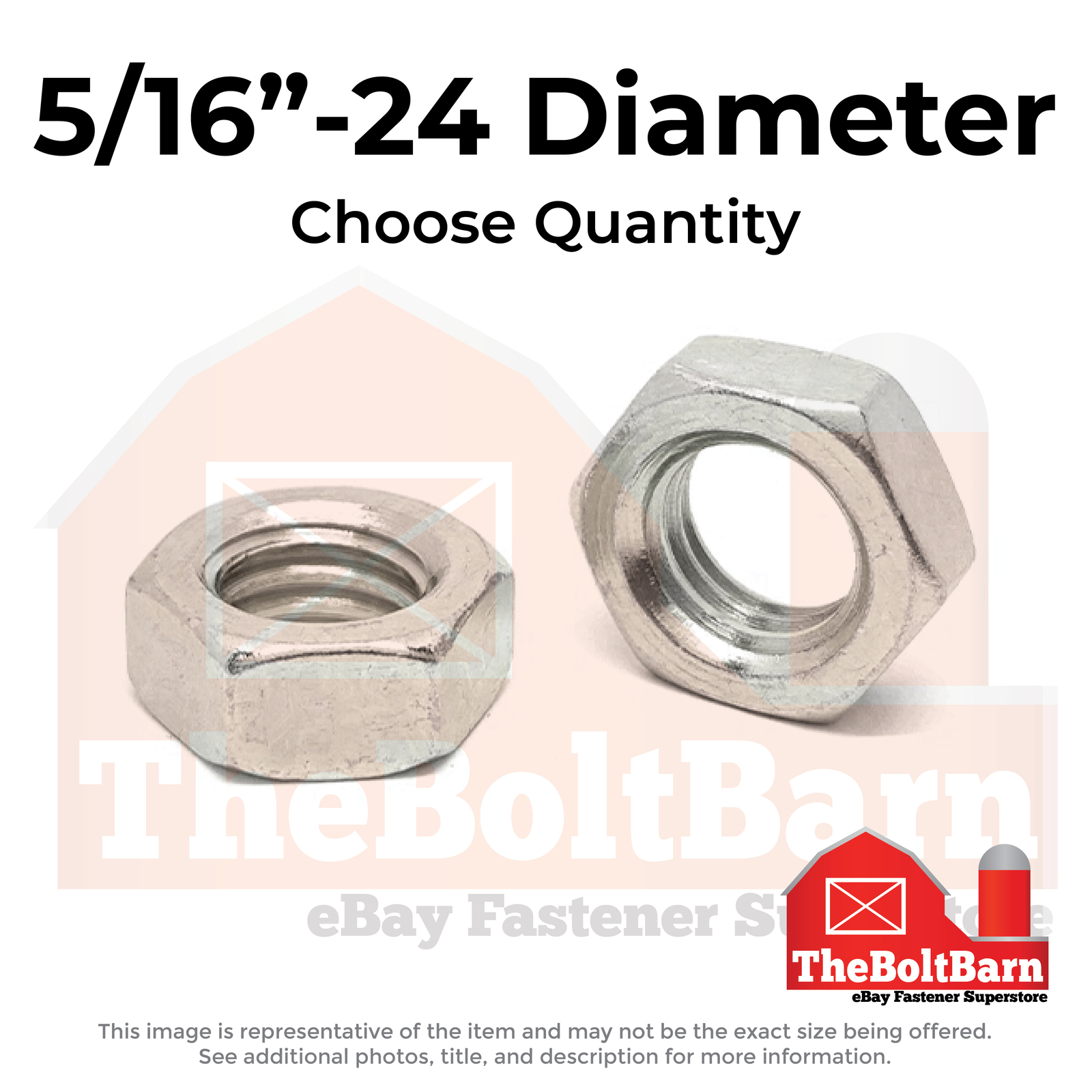 5/16"-24 Stainless Steel Hex Jam Nuts (Choose Qty)