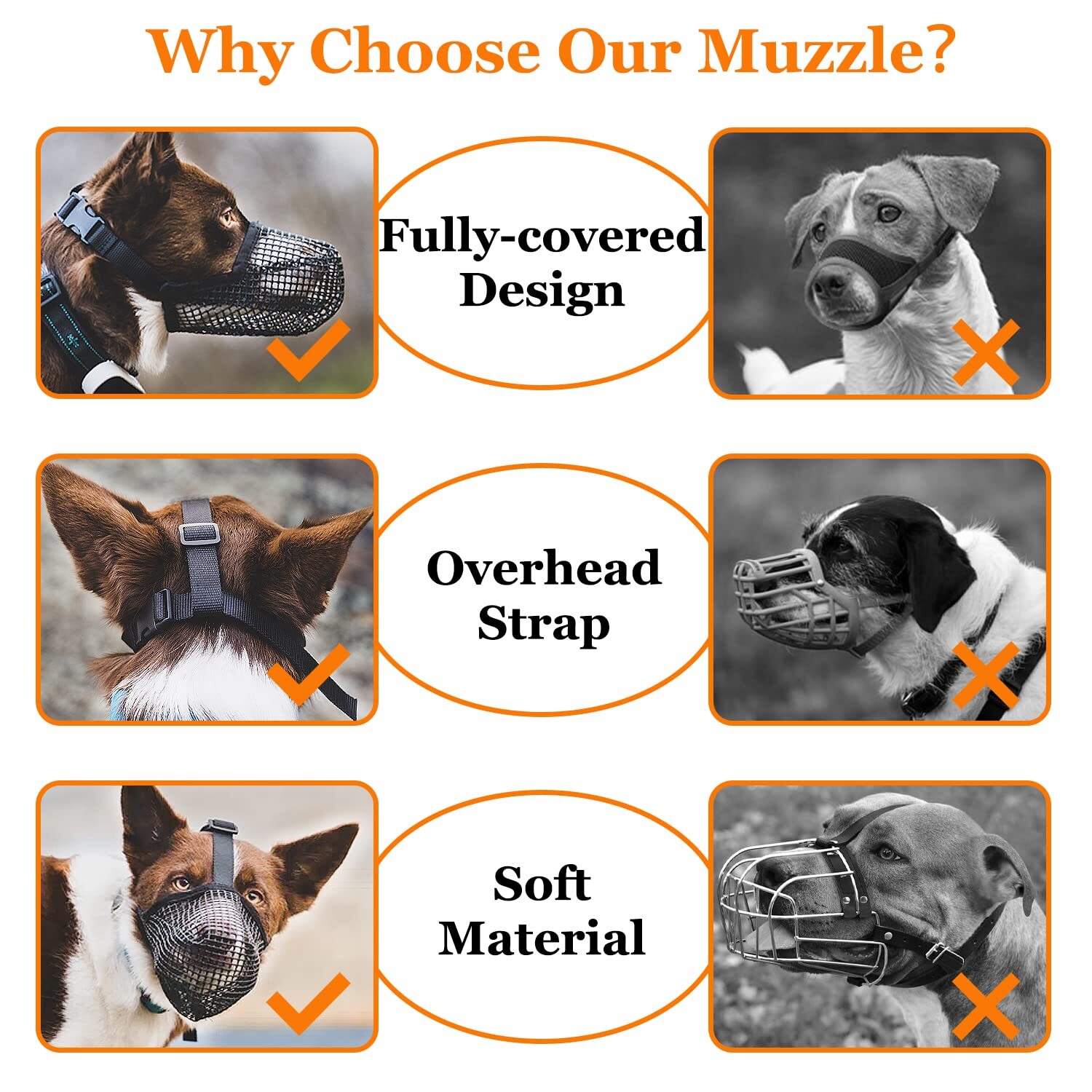 Dog Muzzle Soft Mesh Muzzle for Small Medium Large Dogs Labrador German Sheph...
