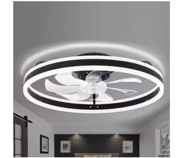 Oaks Aura 20 in. LED Indoor Black Bladeless Smart Ceiling Fan with Remote