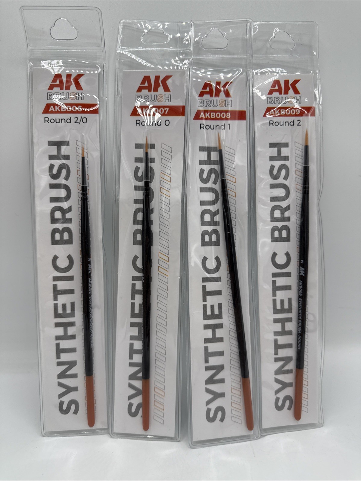 AK Interactive AKB006, 07, 08, 09 Synthetic Round Brush Set  (4pcs) - US