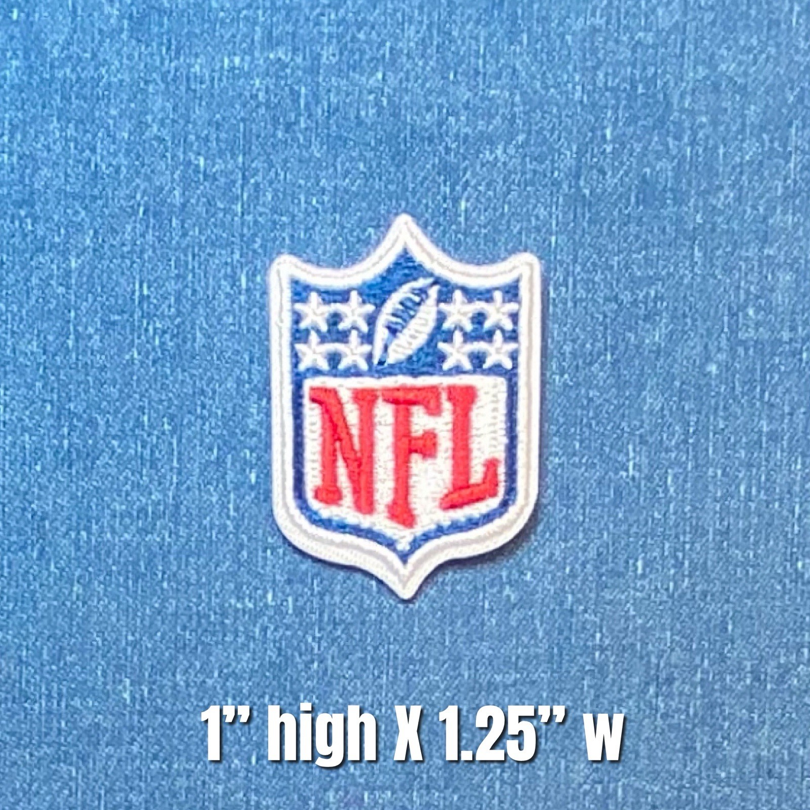 Small NFL Football Logo Embroidered Iron on Patch, 1.34" h X 1.25w