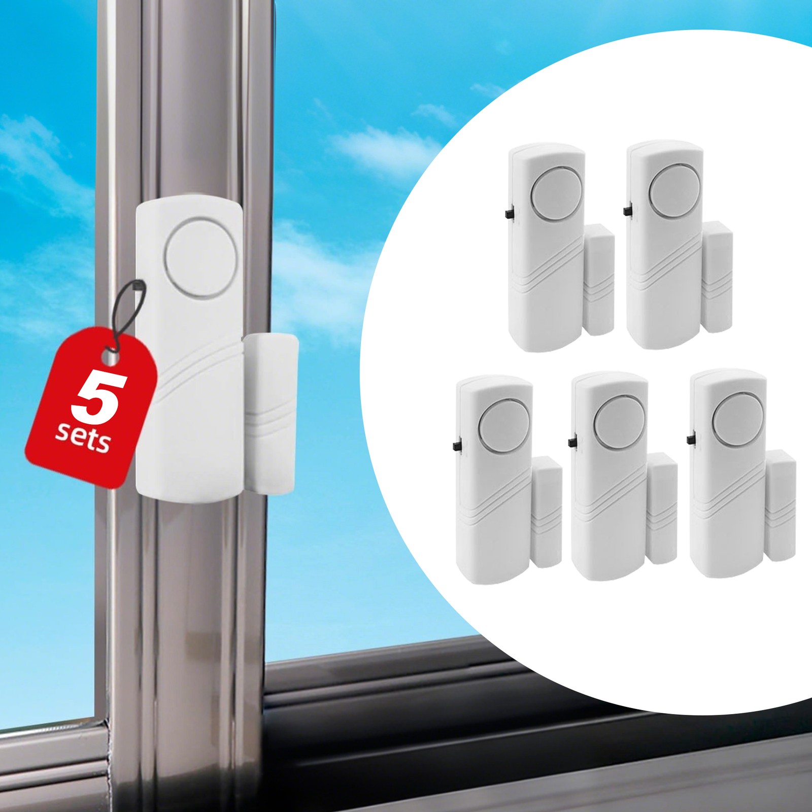 5 Pack Home Security Door Window Magnetic Sensor Wireless Entry Alert Detector