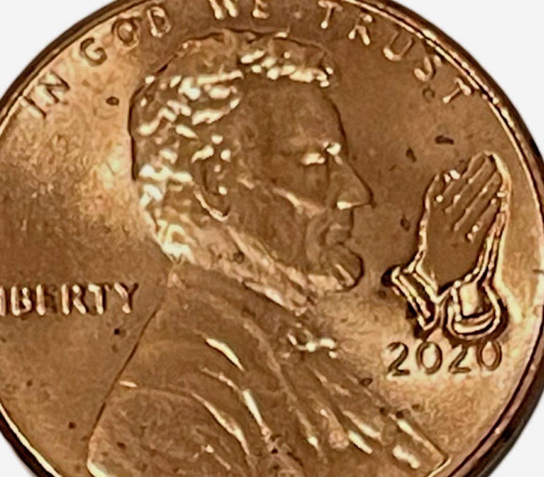 2020 Praying Hands Easter Lent Pocket Coin Counter Stamp Imprint Lincoln Cent