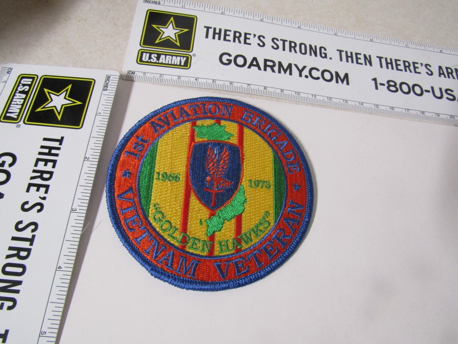 MILITARY PATCH 1ST AVIATION BRIGADE VIETNAM VETERAN GOLDEN HAWKS 1966-1973