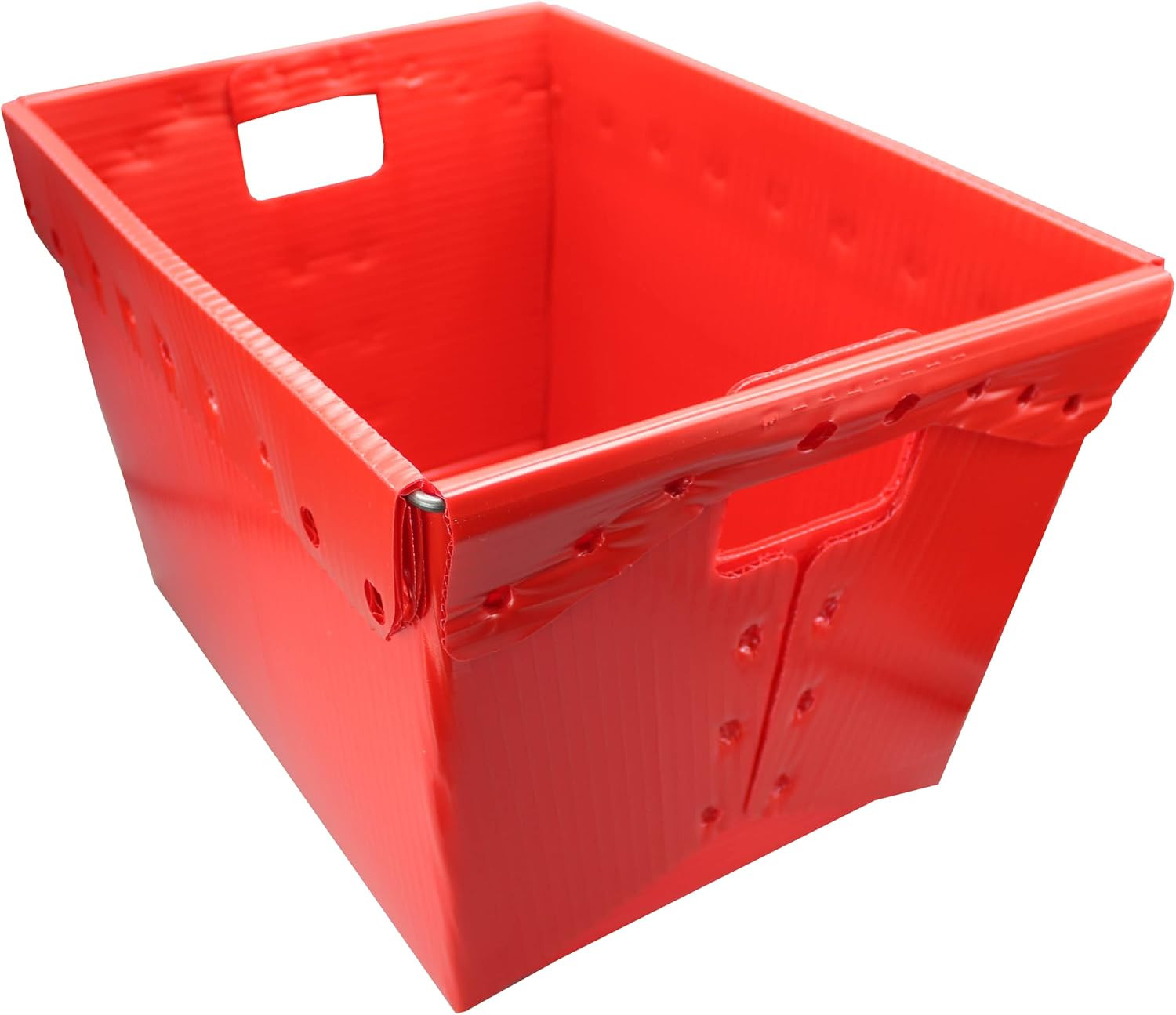 Durable Plastic Storage Totes with Metal Frame - 2 Pack, Red & Green
