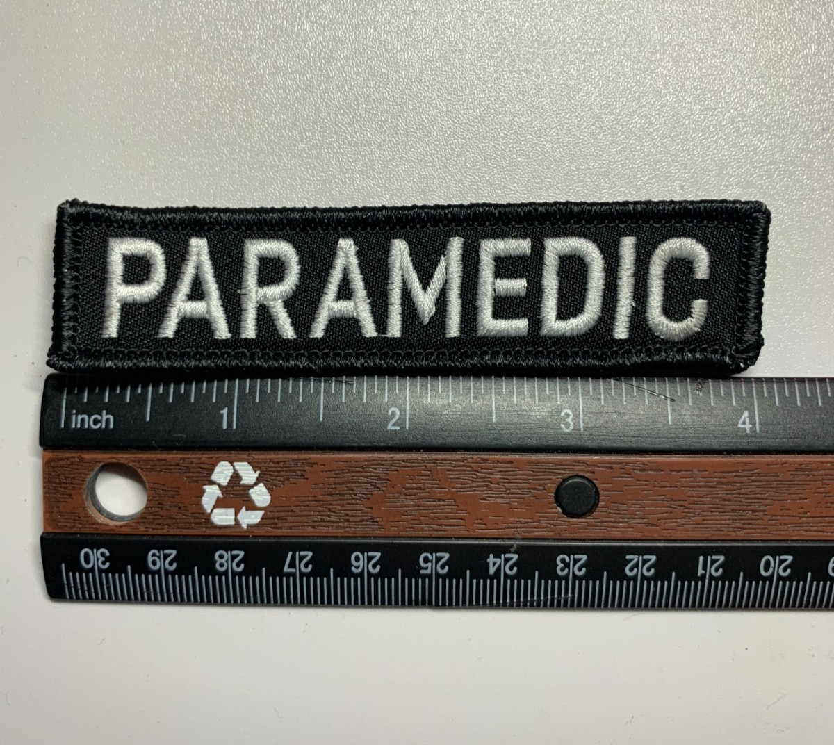 Paramedic EMT EMS Patch (approx. 1"x4") - Merrow border with HOOK backing