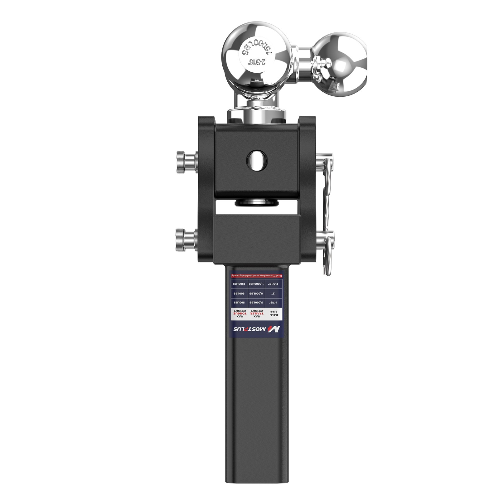 2.5" Receiver 4" Drop Tow Hitch Adjustable Tri-Ball Mount Trailer Hitch 20000lbs