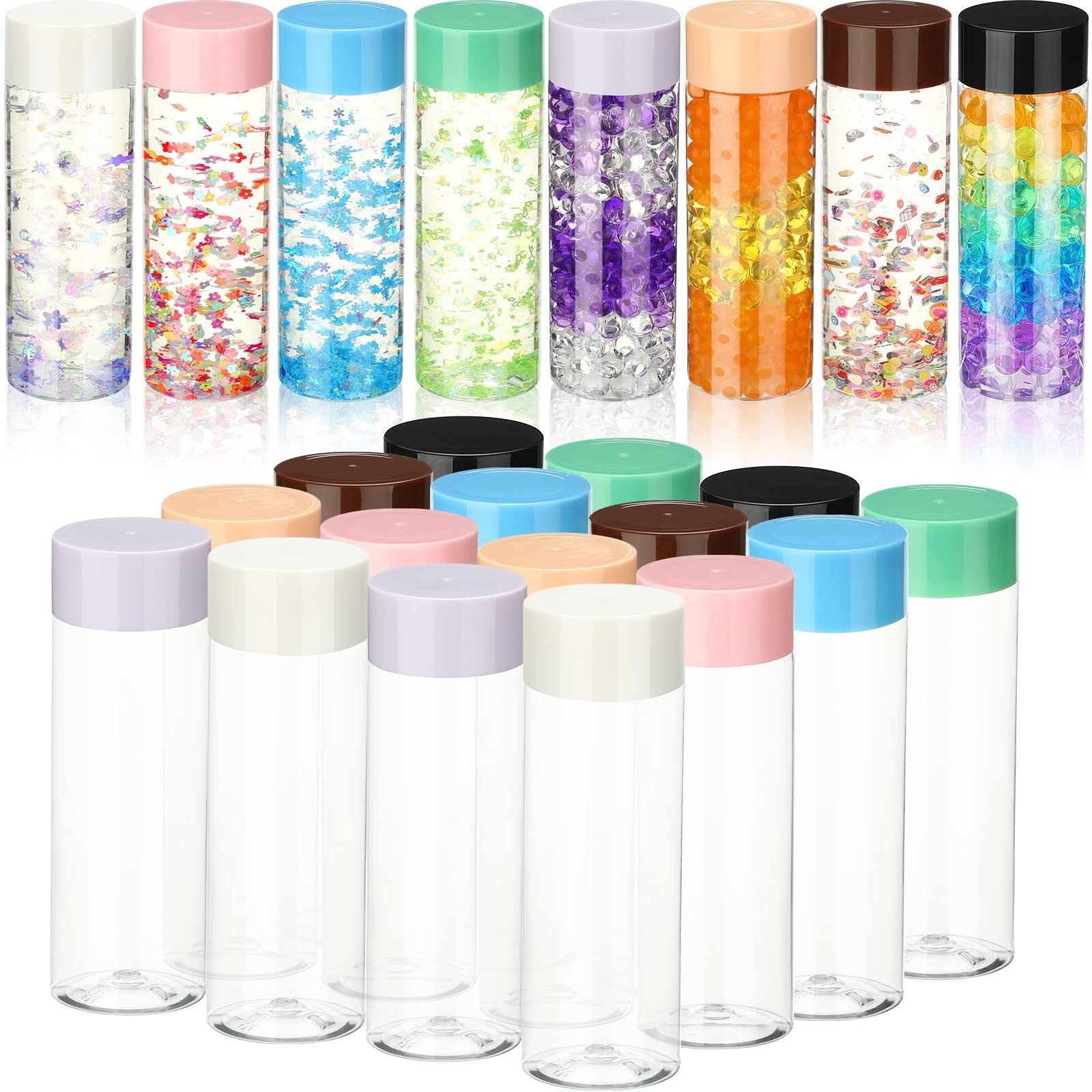 16 Pcs Empty Plastic Sensory Bottles with Lids Reusable Clear Plastic Sensory...