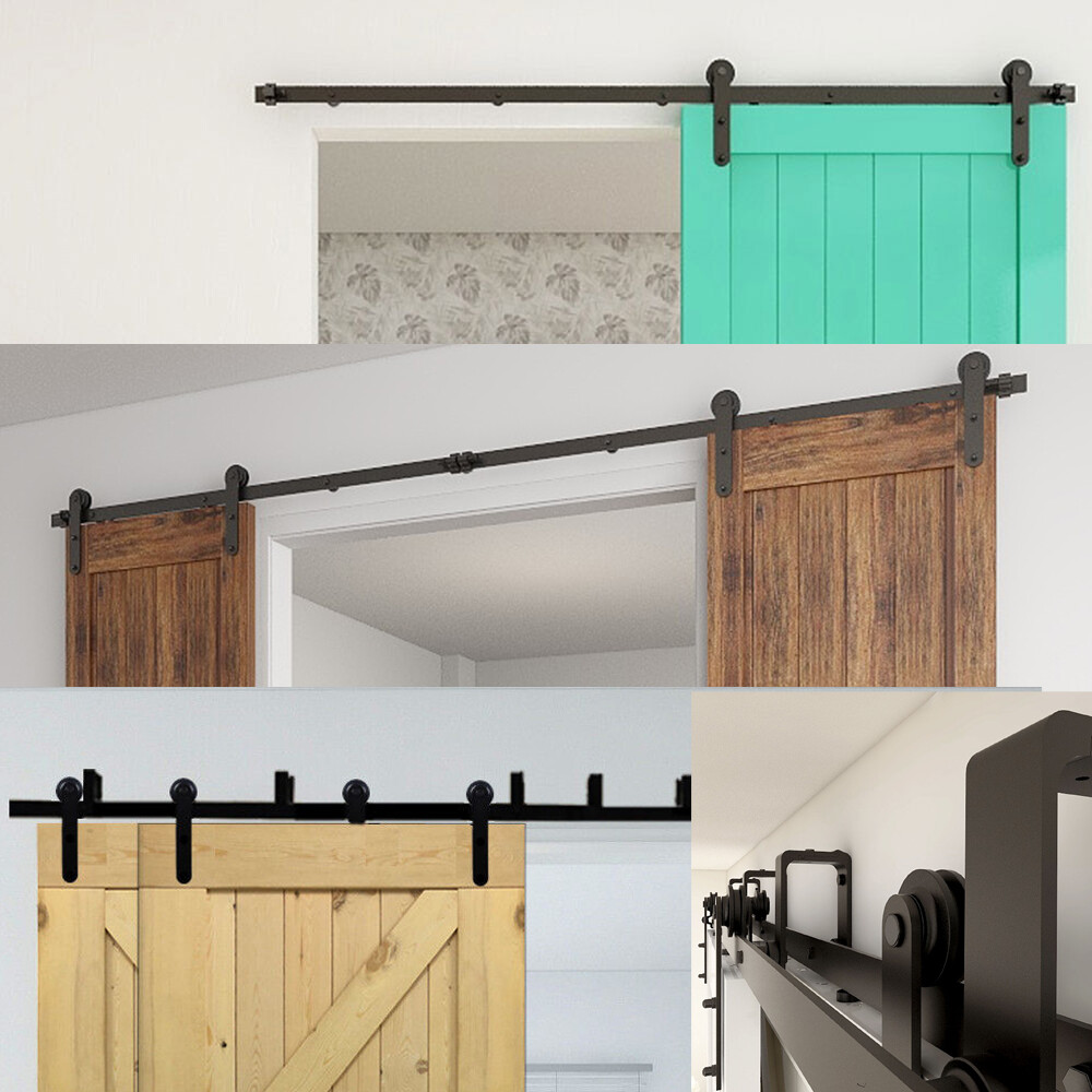 4-20FT Sliding Barn Wood Door Hardware for Wooden Door & Adjustable Floor Guide
