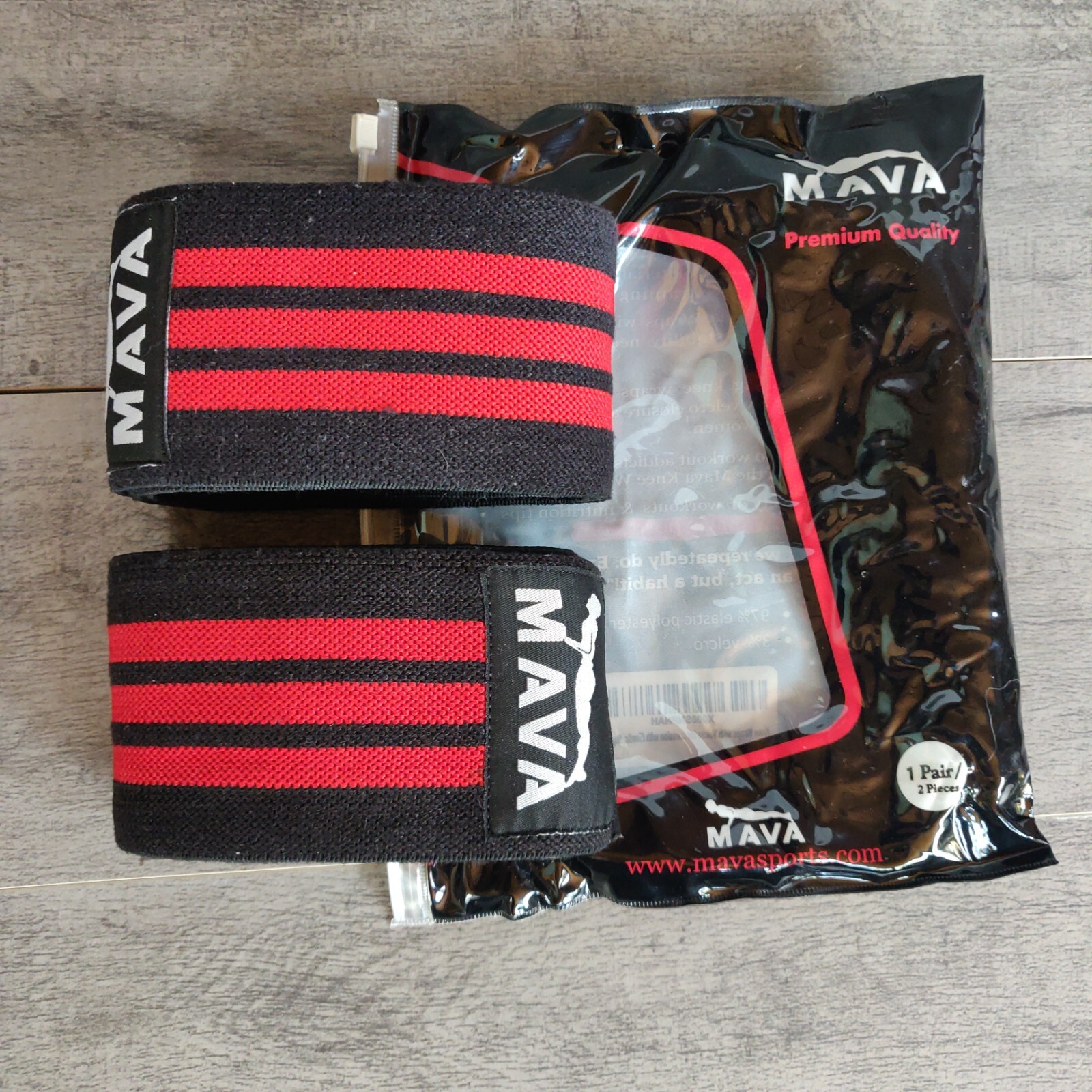 MAVA Heavy Duty Weight Lifting Knee Wraps with Valcro Straps