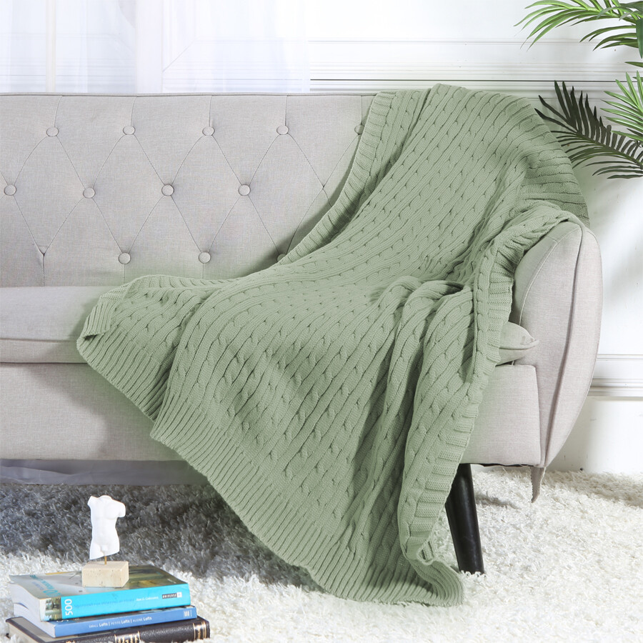 Cable Knit Sweater Design Soft Lightweight Throw Blanket