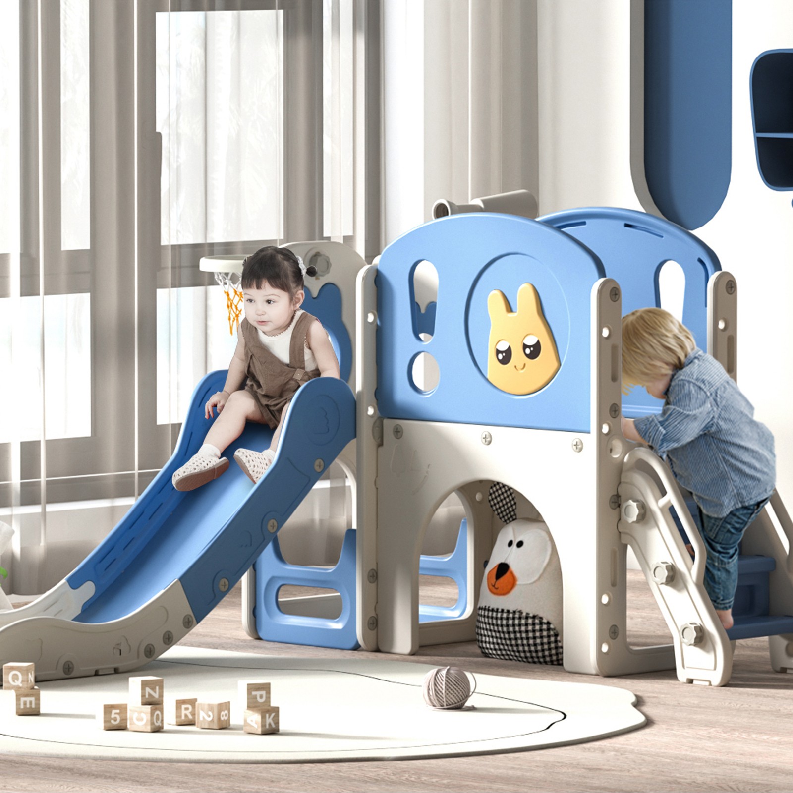 8 in 1 Toddler Slide and Climber Set, Indoor and Outdoor Playground for Kids