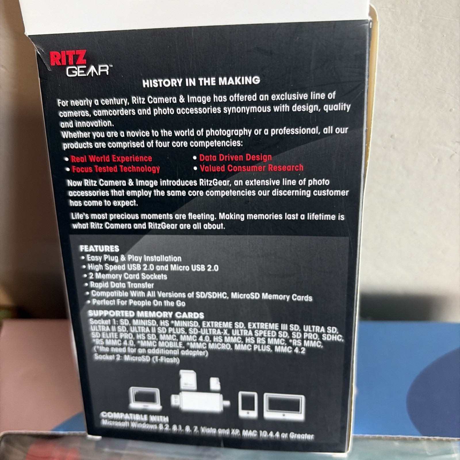 Ritz Gear OTG USB / Micro USB Multi-Function SD / MICRO SD Card Reader NIB
