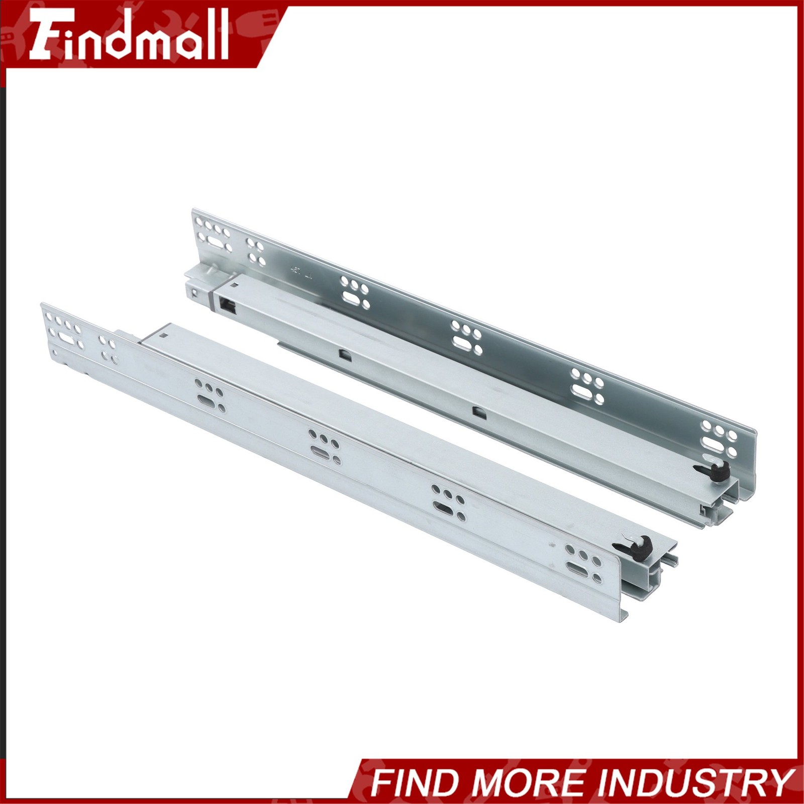 Findmall Self Soft Close Under/Bottom Rear Mounting Drawer Slides 18 inch