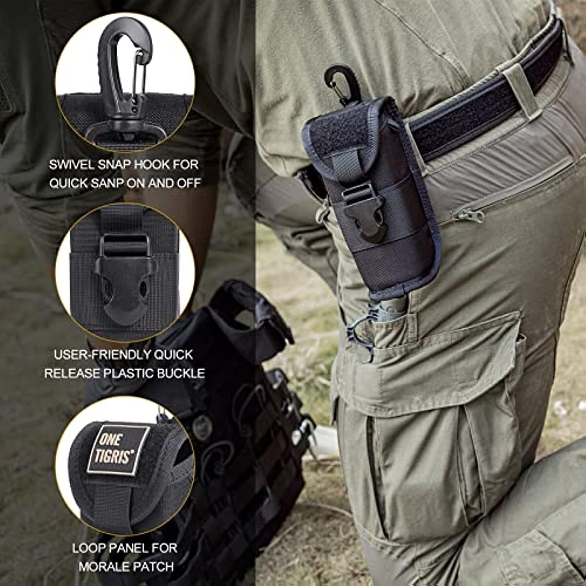 Tactical MOLLE Eyeglasses Case with Buckle Hard Shell Sunglasses Storage Box