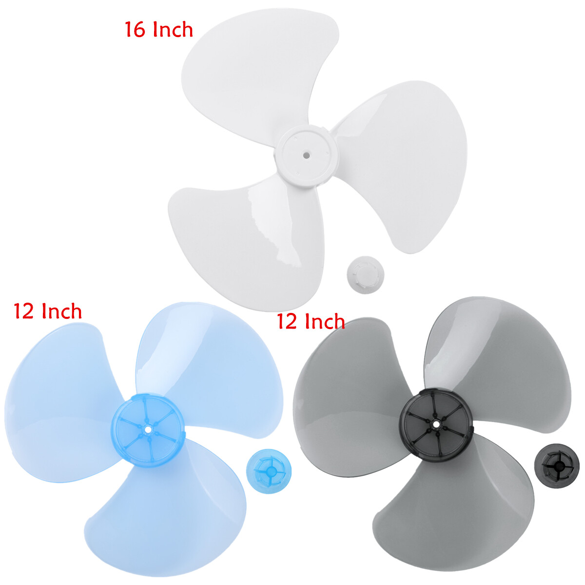 12/16 Inch Fan Blade 3/5 Leaves+Nut Cover for Standing Pedestal Fan Table Fanner