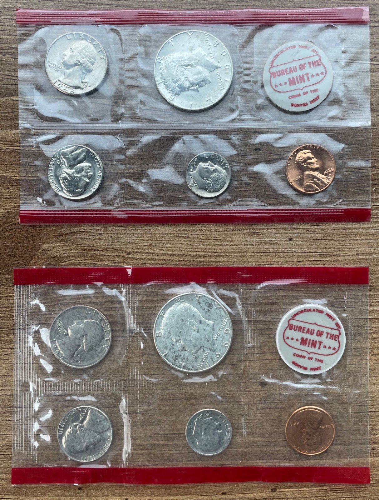 Bureau of the Mint Denver Mint Uncirculated Sets 1968 & 1969 Set of 2