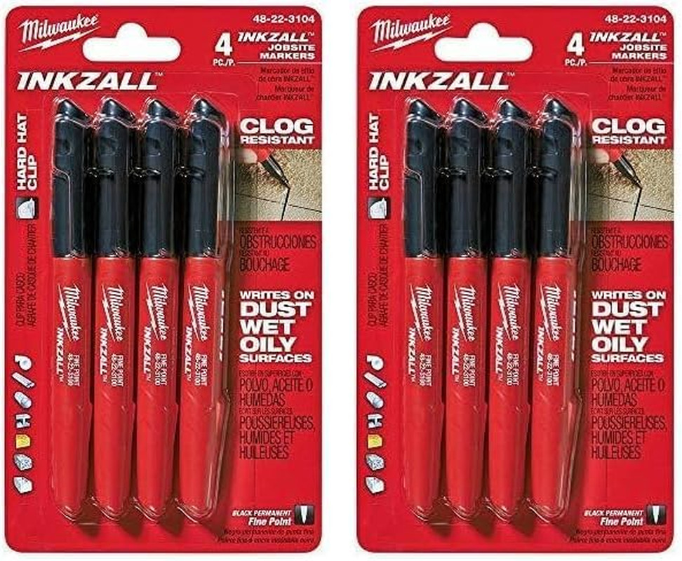 48-22-3104 Inkzall Point Marker, Fine, Black, 8-Pack