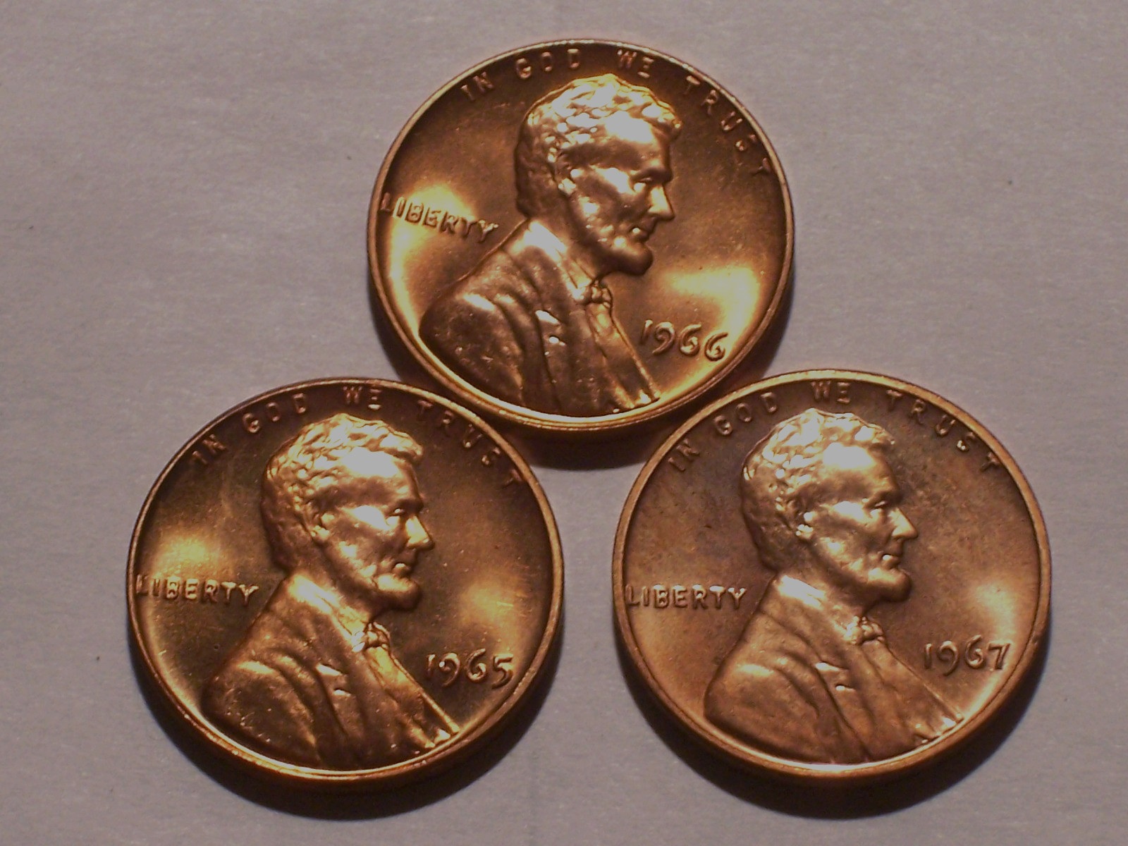1965,66,67-P  @   Proof Like"   Lincoln *SMS* Memorial Pennies.!!