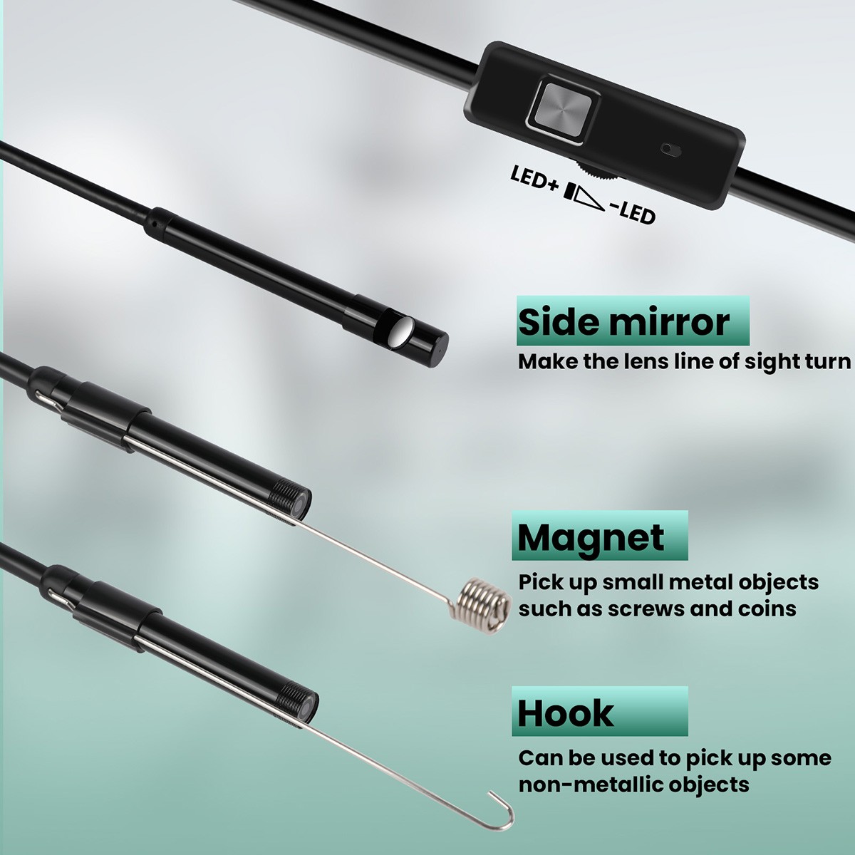 3in1 Borescope Endoscope 6 LED Inspection Scope Camera For Android Cell Phone HD