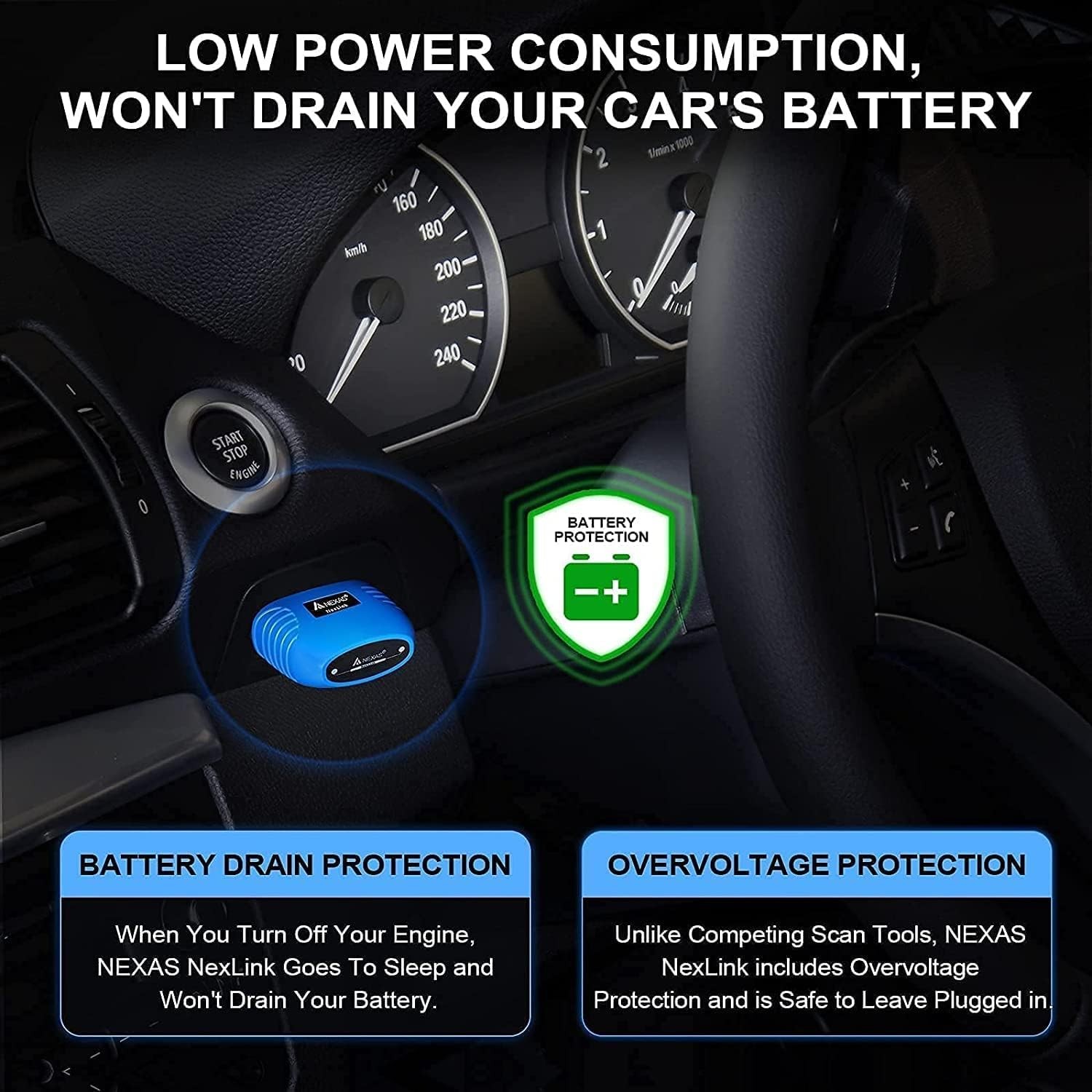 NEXAS NexLINK Bluetooth OBD2 Scanner for Car - Check Engine Light Code Reader