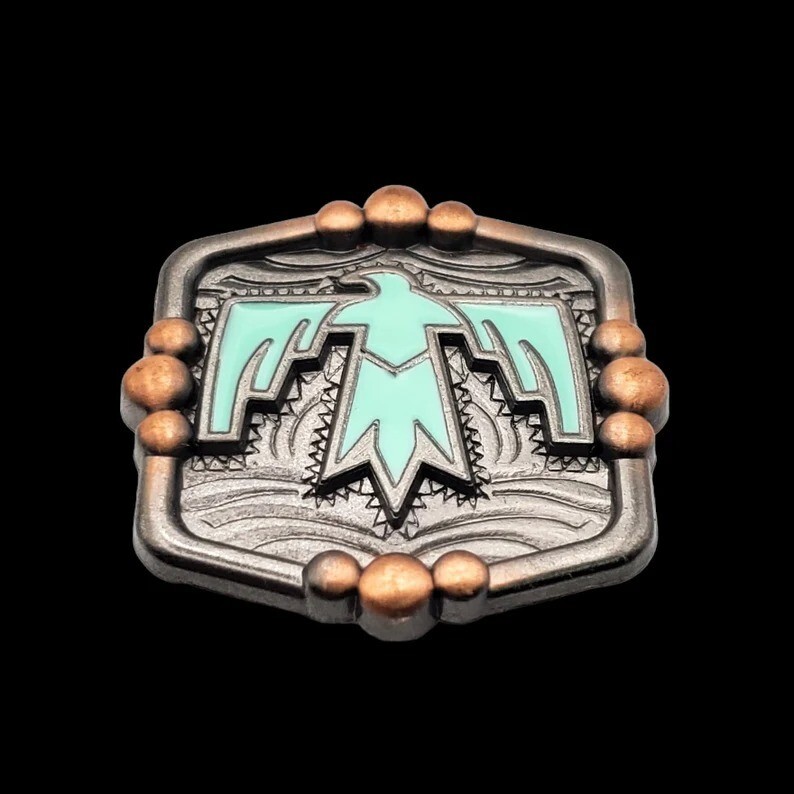 Aqua Thunderbird screwback concho 1-3/8", western apparel, horse tack